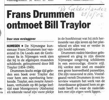 Krantenartikel Frans Drummen ontmoet Bill Traylor